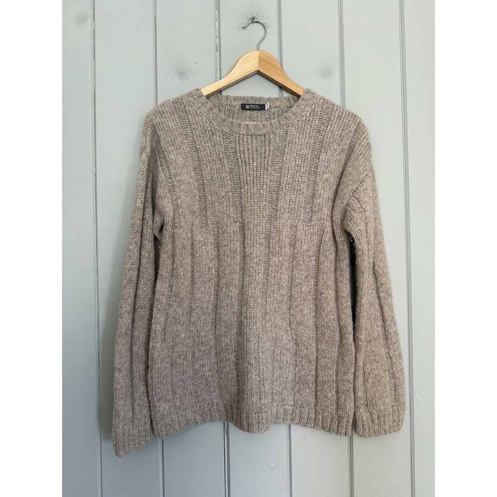 Women's Sol Alpaca Sweater S Small Camel Tan Baby Alpaca Crew Neck Long Sleeves
